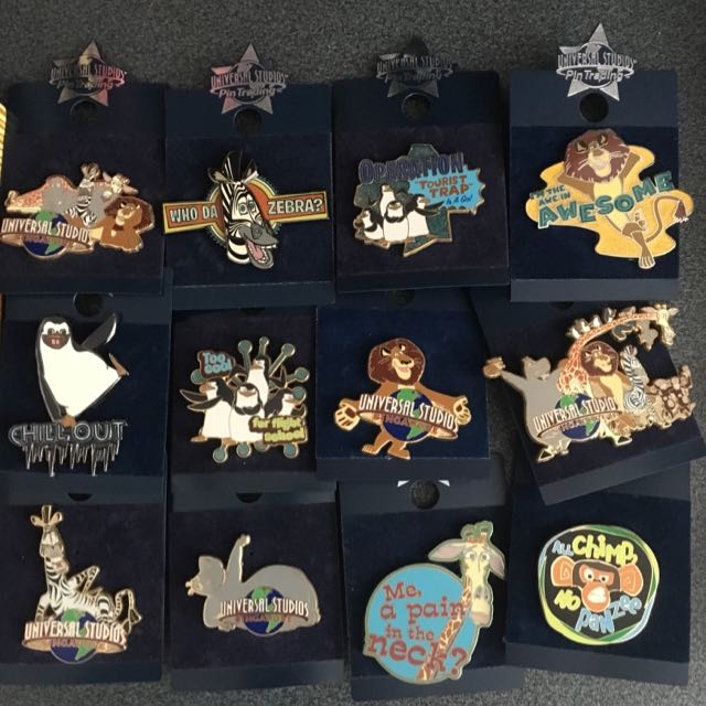 Universal studios Pins From Madagascar (14 Pcs +1box), Hobbies & Toys
