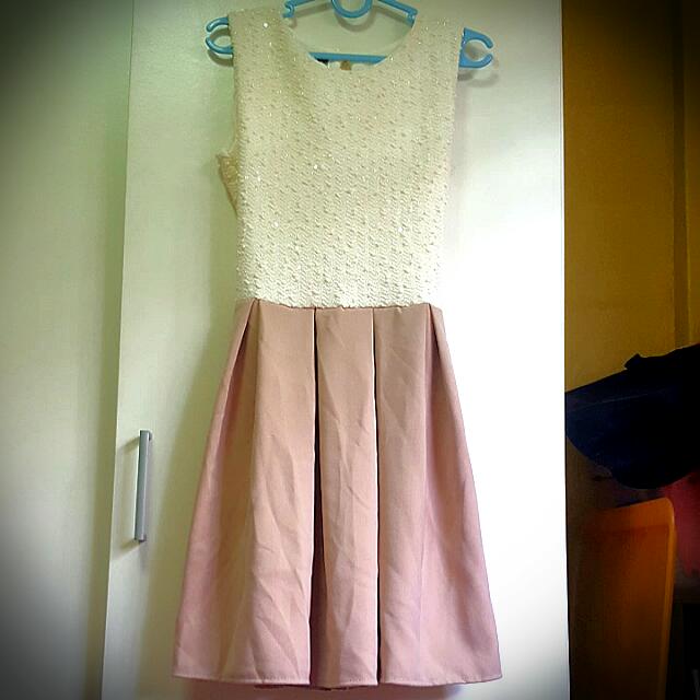 white n pink dress