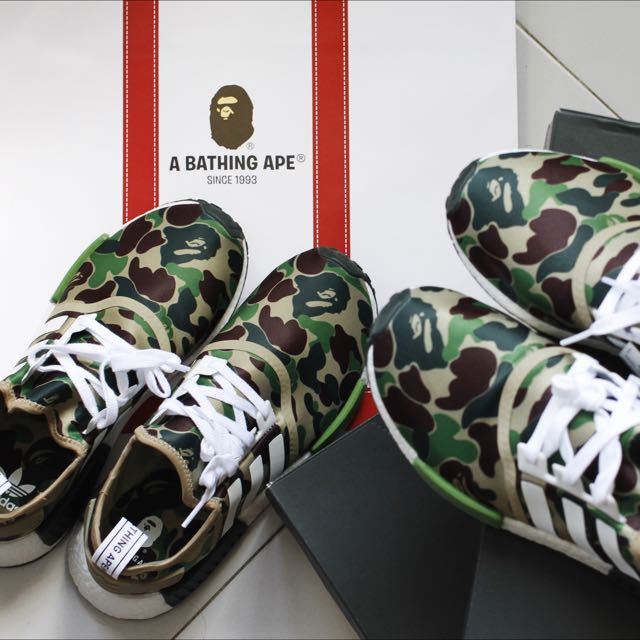 Reserved Adidas nmd x Bape us 9.5 Men s Fashion Footwear Sneakers on Carousell