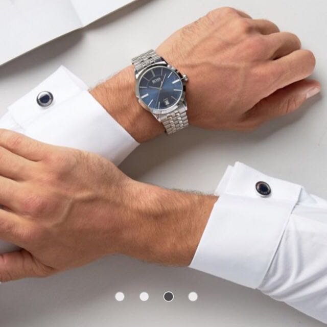 Hugo Boss Stainless Steel Bracelet Watch Cufflink Gift Set