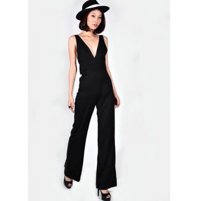 Love Bonito Old Hollywood Wide Leg Jumpsuit Black Small Women S Fashion Clothes Rompers Jumpsuits On Carousell