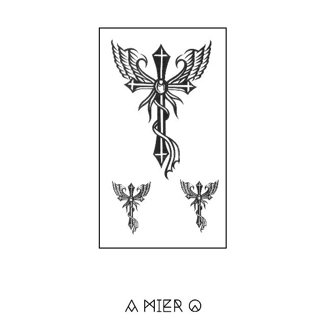 Temporary Tattoo Cross With Wings Design Craft Others On Carousell