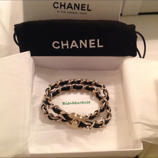 Chanel Woven Leather Matte GHW CC Turnlock 2 Way Bracelet/necklace