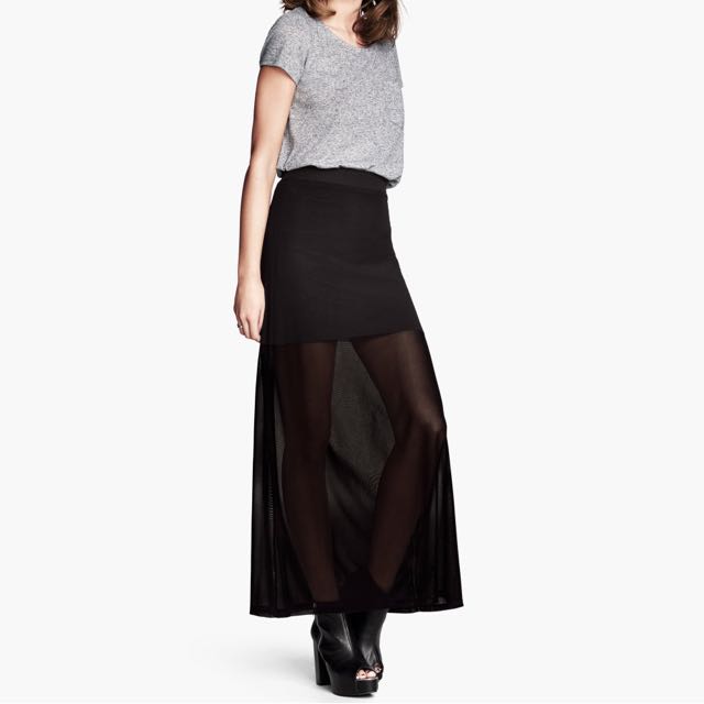 H&m black maxi skirt Clearance