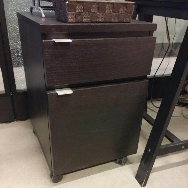 Ikea Office Drawer Side Desk Drop File Storage With Casters On Carousell