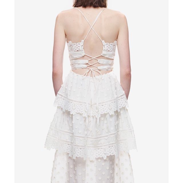 Self portrait ivy deals lace trim midi dress