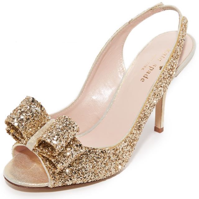 kate spade gold glitter heels