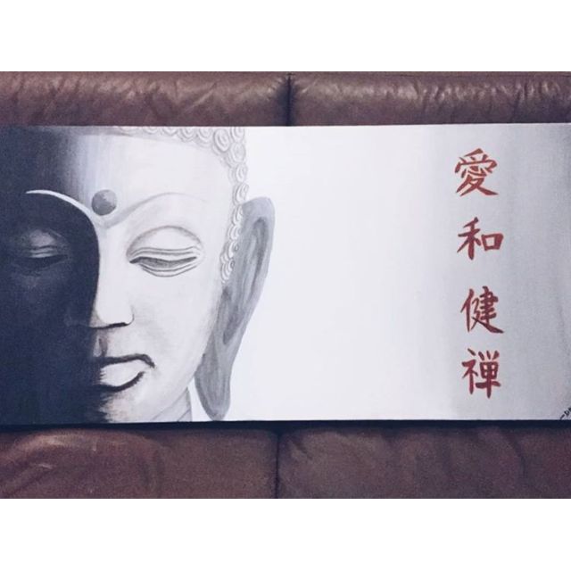 Buddha Acrylic Painting Spiritual Zen Head Full Face On 18 Inch X 36 Inch Canvas Landscape Design Craft On Carousell