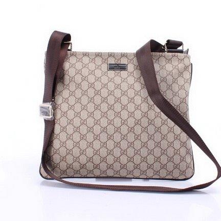 Gucci GG Canvas Messenger Bag Beige/Dark Brown - DDH