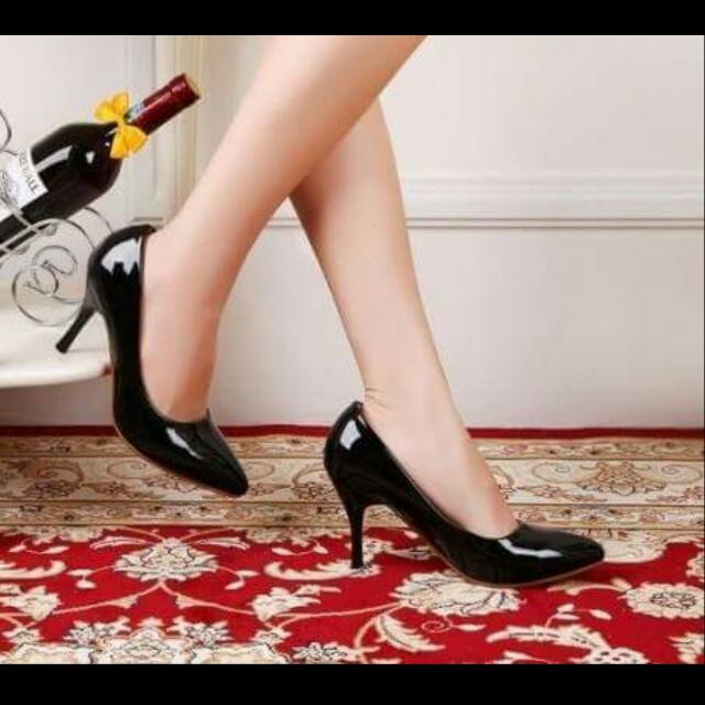 Shiny Black 6cm High Heels, Women's Fashion, Footwear, Heels on
