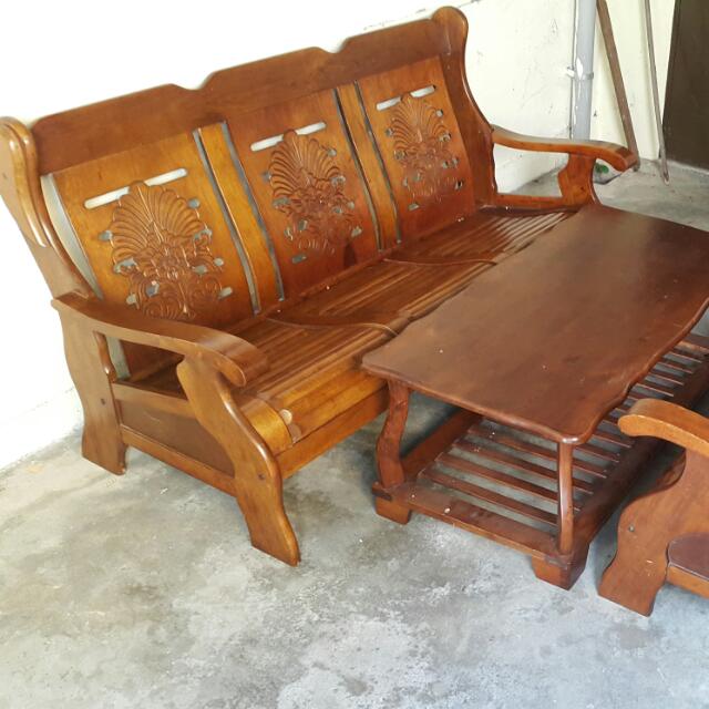 used wooden sofa set