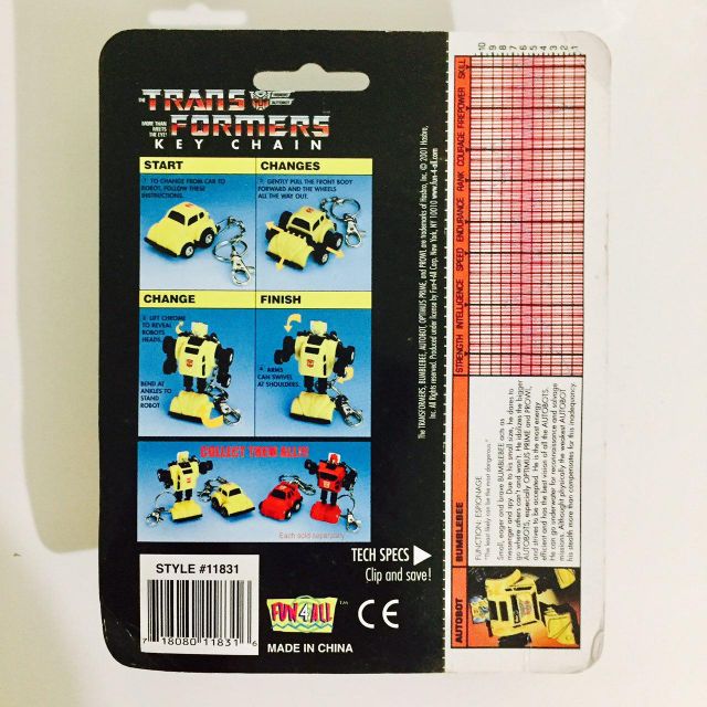 VINTAGE 2001 TRANSFORMERS G1 AUTOBOT BUMBLEBEE KEYCHAIN RARE, Hobbies & Toys, Collectibles