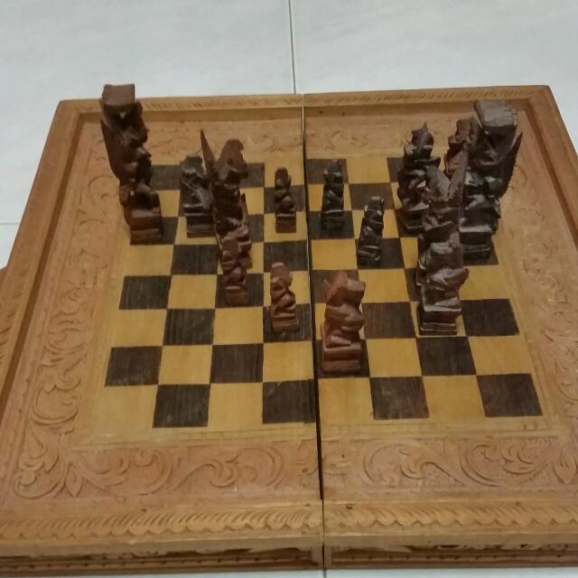 Brand New Bali Hand Carved Wooden Chess Set Toys Board Share This Listing
