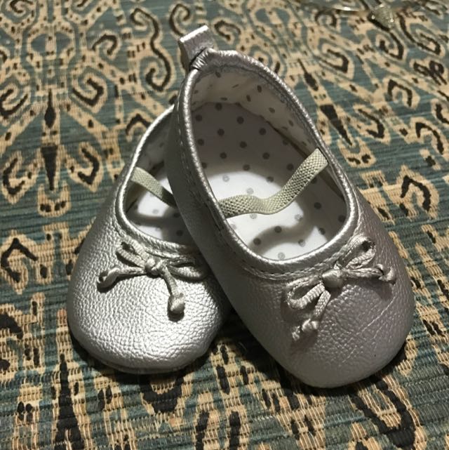 silver crib shoes