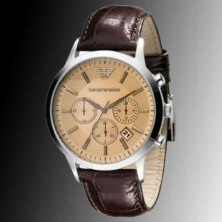 【EMPORIO ARMANI】AR2433 香檳面 咖啡【現貨/代購】