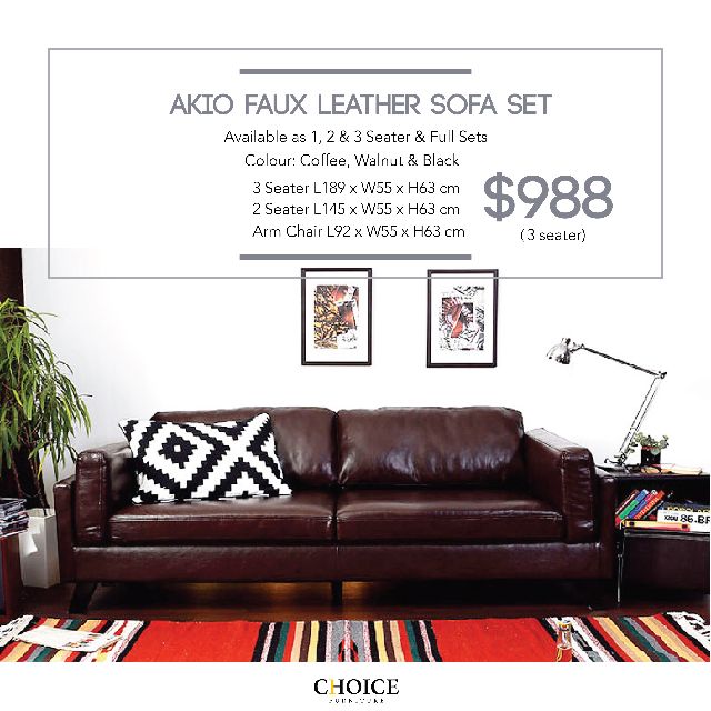 Akio Faux Leather Sofa Set Furniture Sofas On Carousell