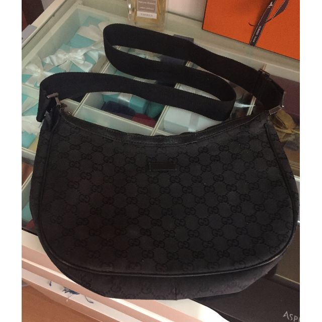 gucci canvas messenger bag black