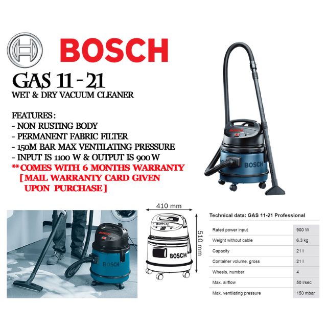 [BOSCH] GAS 1121 Dry and Wet Vacuum Cleaner, Furniture & Home Living