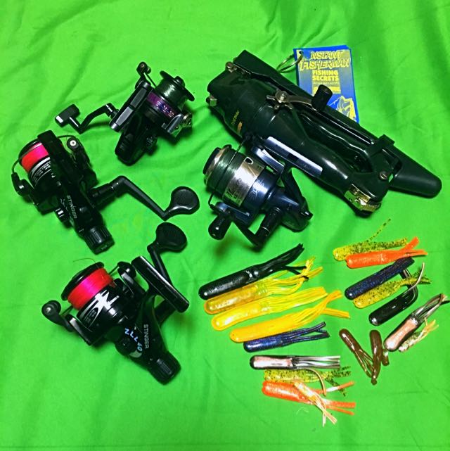 Fishing Reels; Folding Rod & Reel; Soft Lures For Sale Whole Lot All At  $50!! (Reserved!), Sports Equipment, Fishing on Carousell