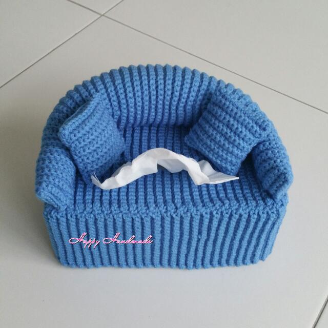 Handmade Crochet Cosy Couch Tissue Box Cover Design Craft