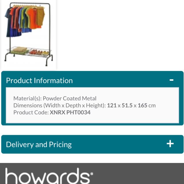 Howard's storage Garment Rack With Wheels, Furniture & Home Living