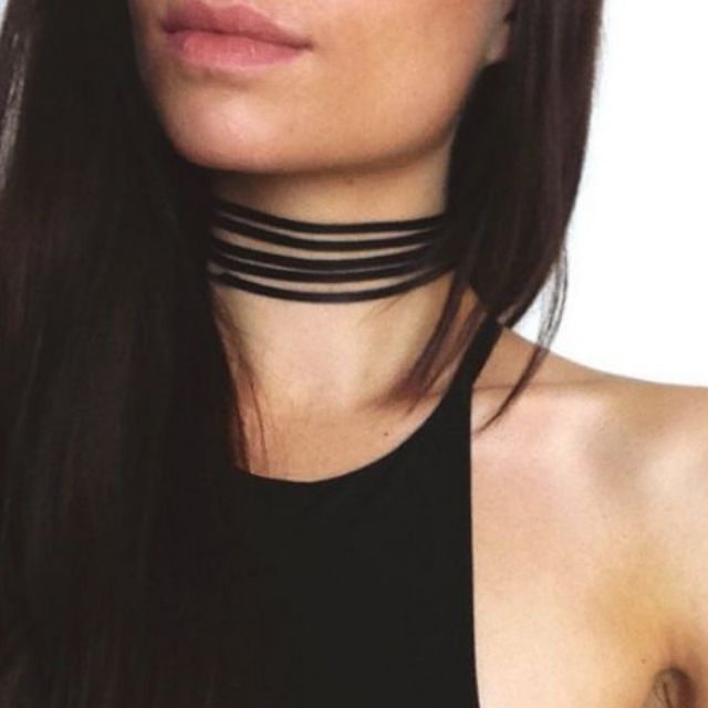 thin black suede choker