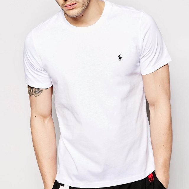 White polo crew neck cheap t shirt
