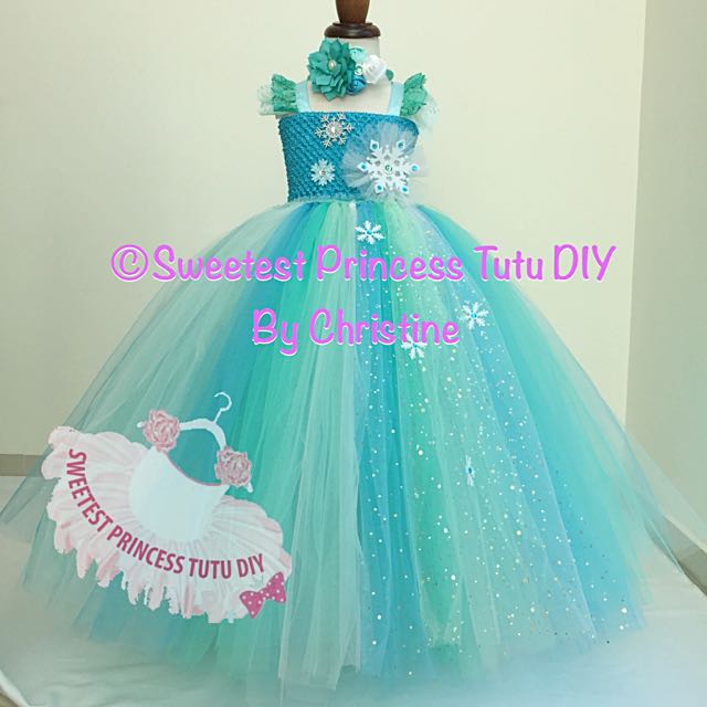 Princess Elsa Frozen Fever Tutu Dress Babies Kids Girls