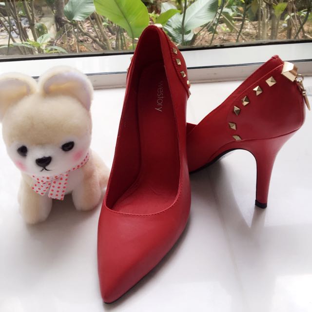 red colour high heels