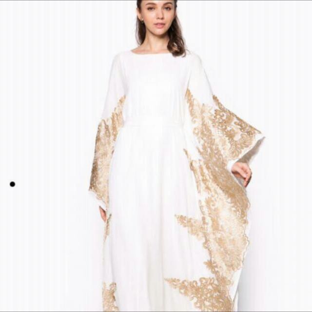 White and gold kaftan Clearance