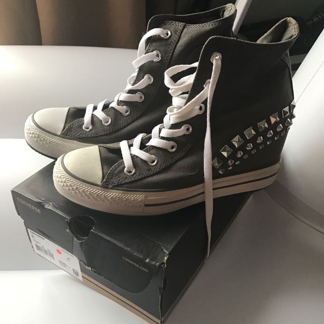 converse leather wedge sneakers