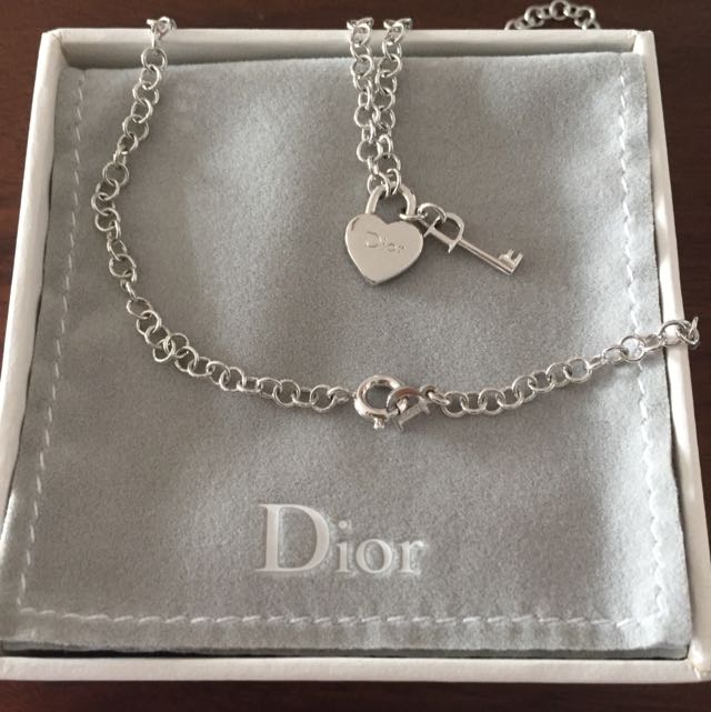 CHRISTIAN DIOR Crystal Heart and Key Necklace 88452  FASHIONPHILE
