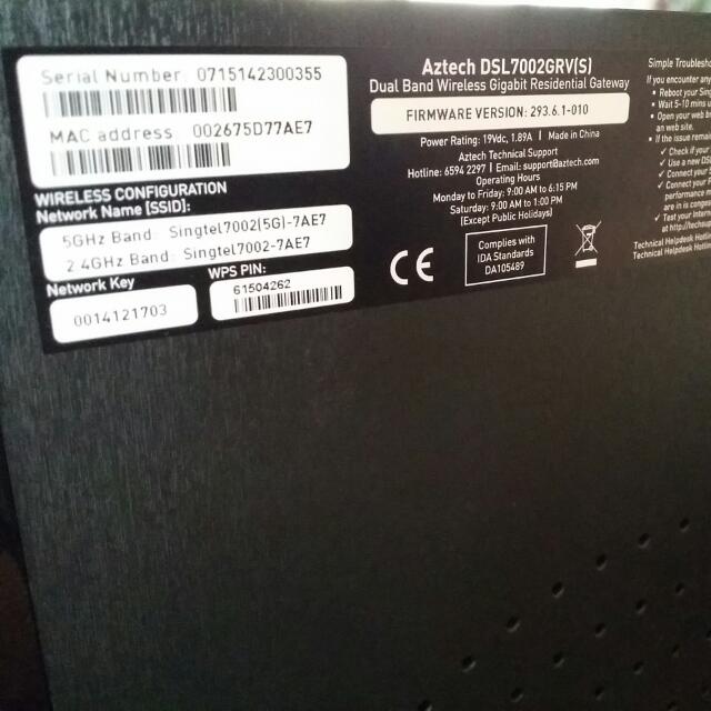 Foc Singnet Router Aztech Dsl7002grv S With Power Adapter Electronics Computer Parts Accessories On Carousell