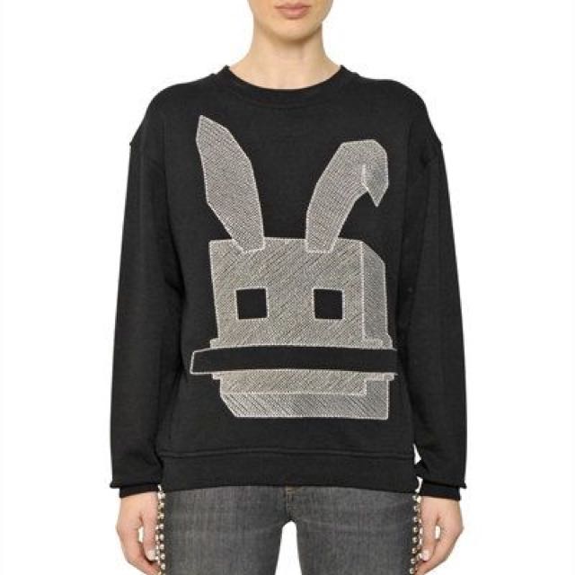 % 100 AUTHENTIC woman Electro Bunny Print Sweatshirt  White  M C Q 