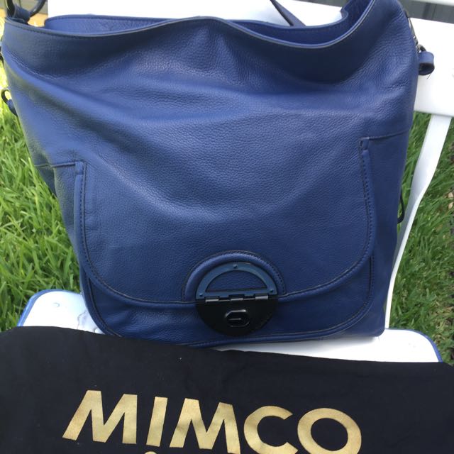 Mimco Amazonian Bucket Bag navy Blue Leather Tote