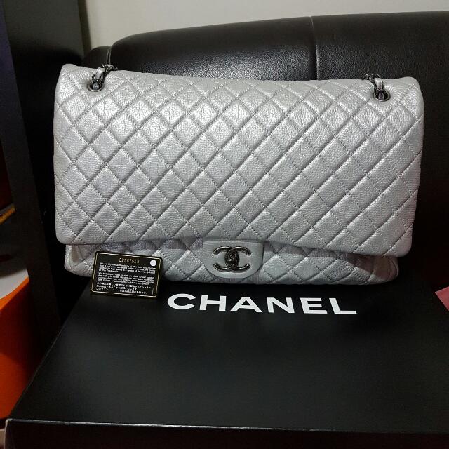 Chanel XXL Flap Bag, S/S2016 silver with Ruthenium hardware