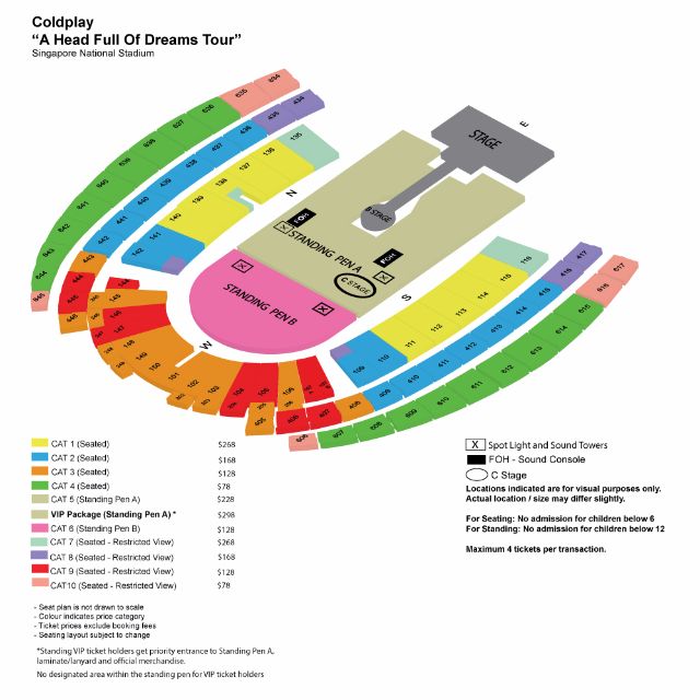COLDPLAY A Head Full of Dreams Tour (Singapore concert ticket) TO