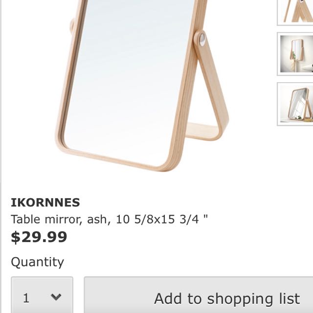 IKORNNES Table mirror, ash, 10 5/8x15 3/4 - IKEA