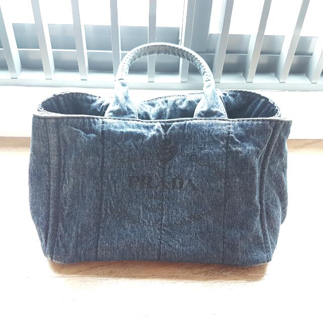 prada canapa denim bag