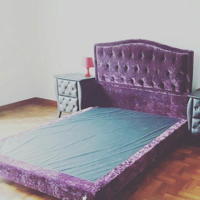 Purple Queen Size Bed Frame Hanaposy