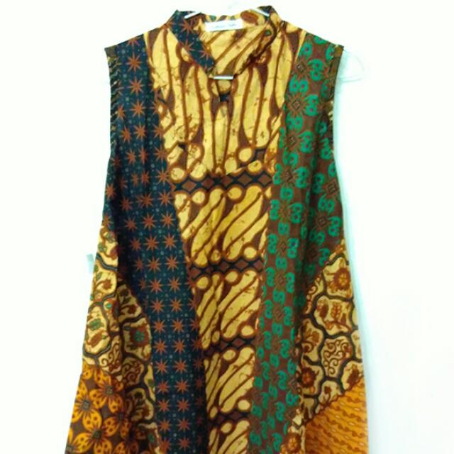Tunik Batik Asimetris Fesyen Wanita Pakaian Wanita On Carousell