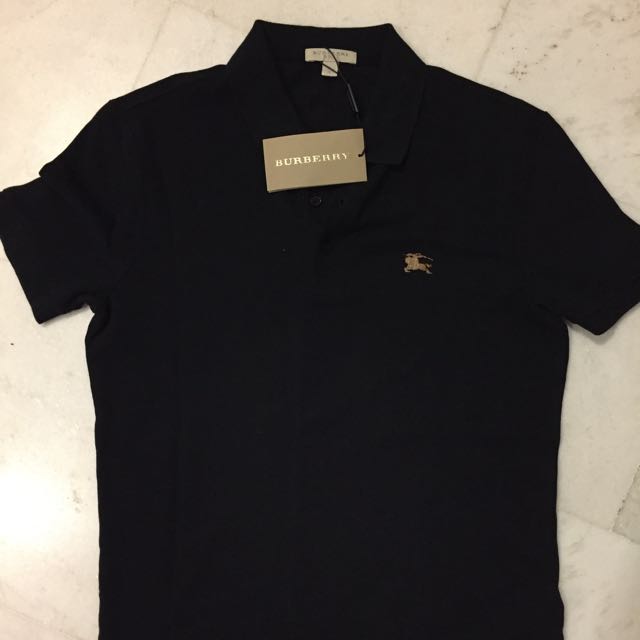 Burberry Polo Tee With Gold Metal Logo 