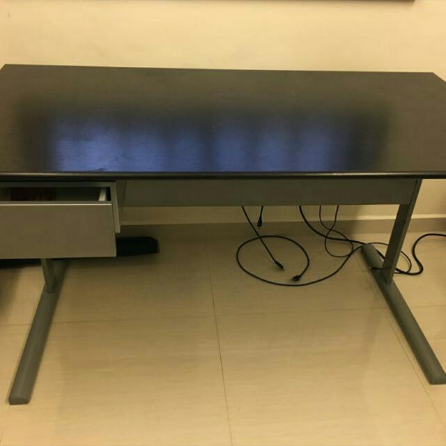 Ikea Fredrik black/silver study computer desk table, Furniture & Home