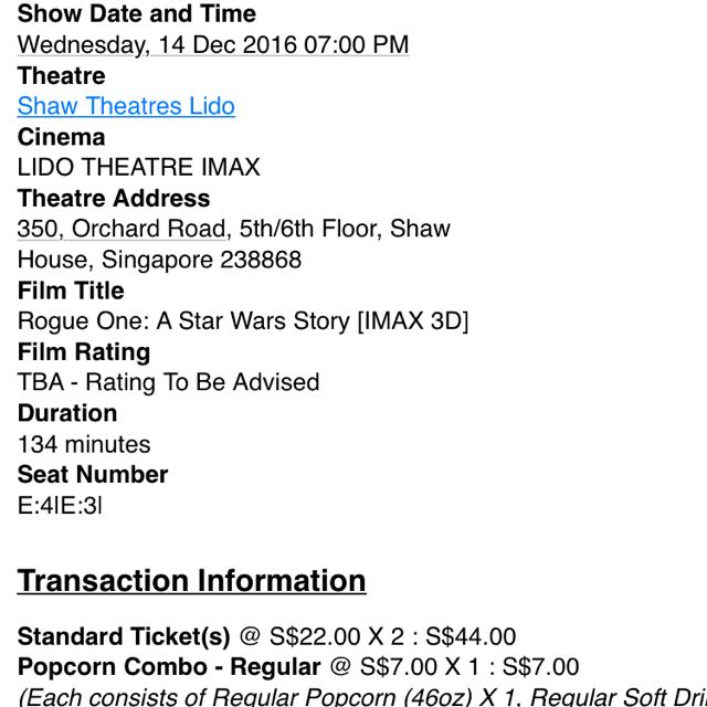 2 X Rogue One A Star Wars Story Imax 3d Entertainment Events