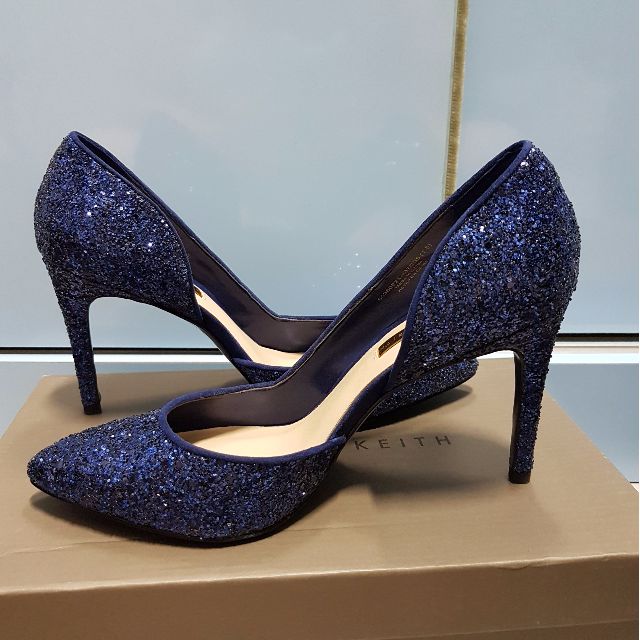 navy blue and silver heels