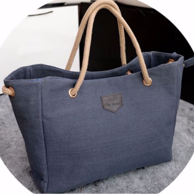 navy canvas handbag