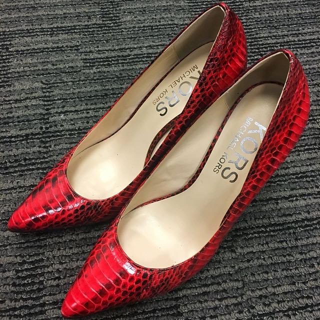 michael kors red snakeskin shoes