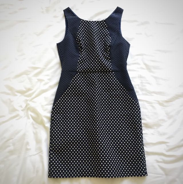 banana republic blue polka dot dress