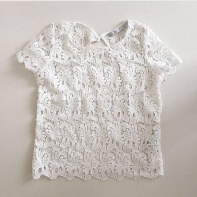 zara white crochet top
