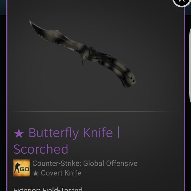 CSGO Butterfly Knife Scorched FT, Video Gaming, Gaming Accessories